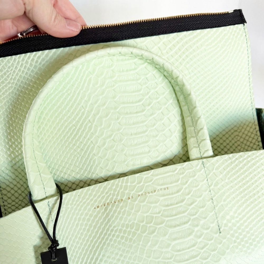 NWT Ampersand As Apostrophe Mint Python Textured Half Tote - Picture 8 of 12